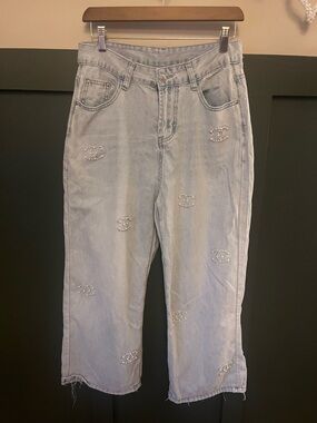 Light Blue Embellished Women's Jeans